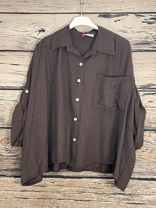 🤍 Oversized Bluse mit Knopfleiste