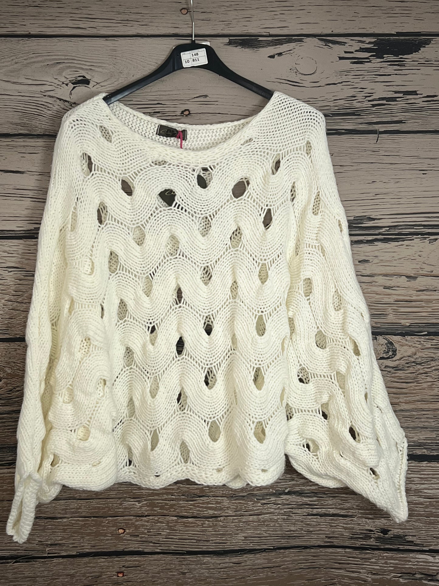 🧶🤍 Poncho-Pullover „Grobstrick Chic“ 🤍🧶