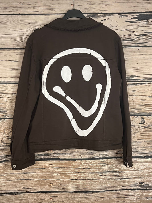 Jeansjacke mit Smiley-Print