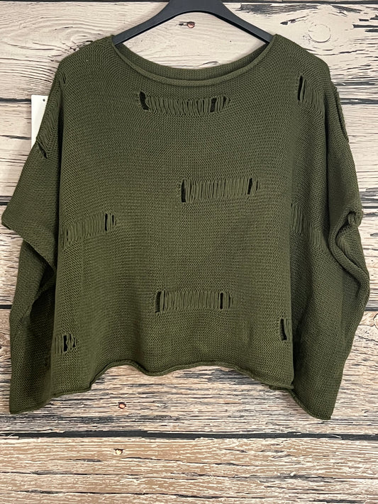 🤎💚 Feinstrick-Oberteil „Schoko & Olive“ 💚🤎