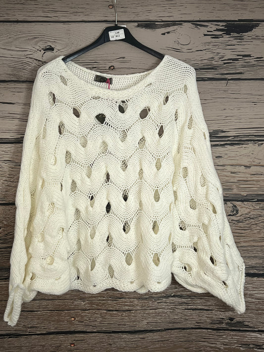 🧶🤍 Poncho-Pullover „Grobstrick Chic“ 🤍🧶