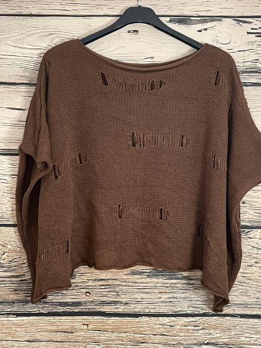 🤎💚 Feinstrick-Oberteil „Schoko & Olive“ 💚🤎